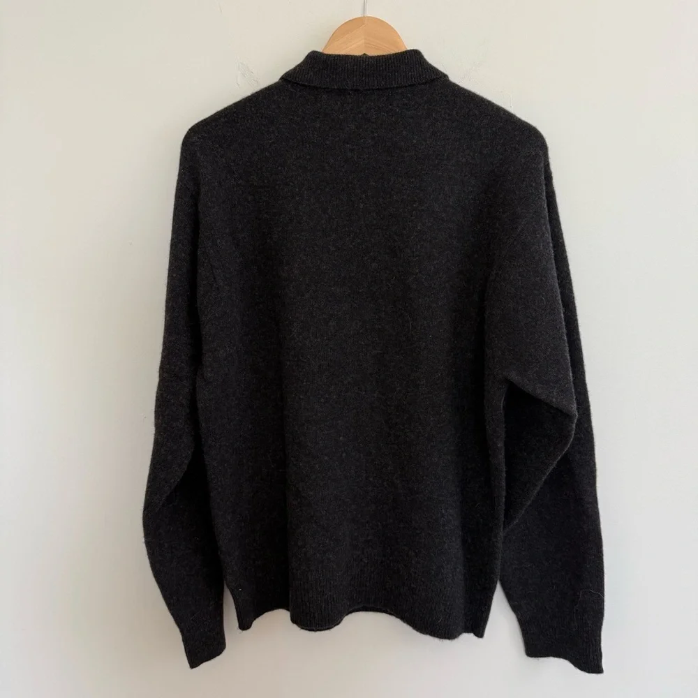 J.Crew Lambswool Henley Sweater Men's Large Gray Heather Classic Preppy Academia